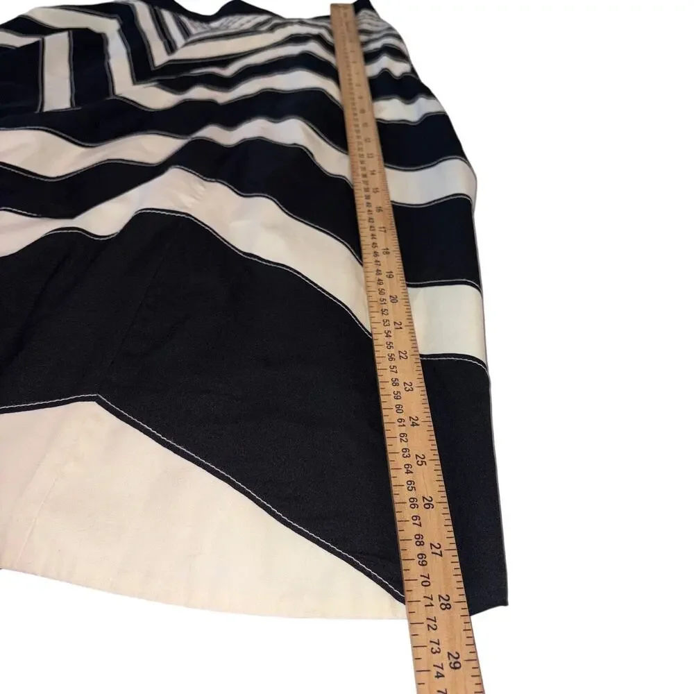 Anthropologie Elegant Old Money Full Lined Retro Mod Contrast Stitch‎ Midi Skirt